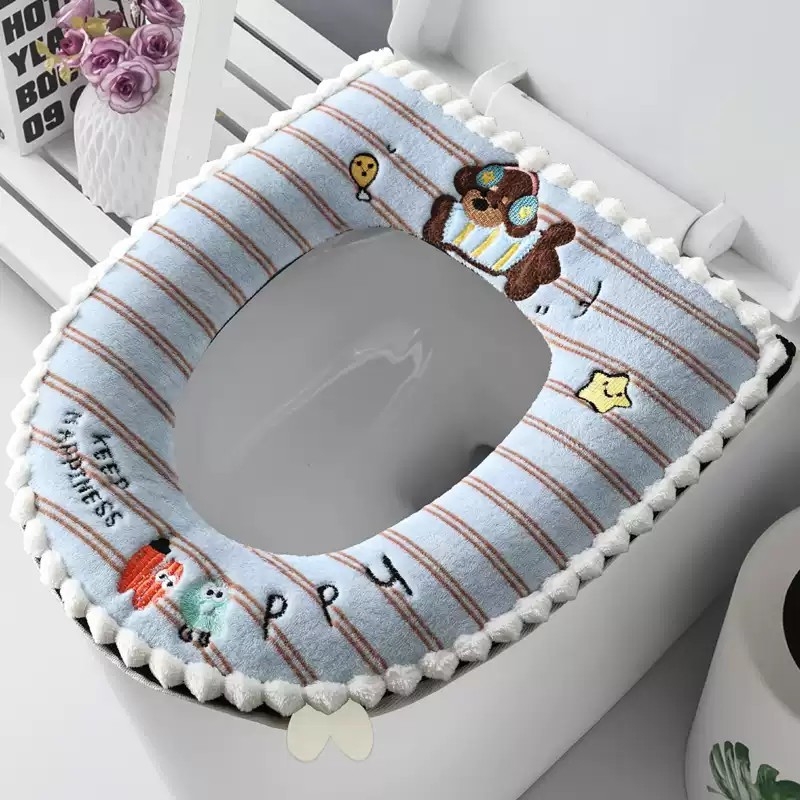 萱草马桶垫坐垫圈四季通用家用防水马桶坐便套毛绒加厚马桶垫冬季