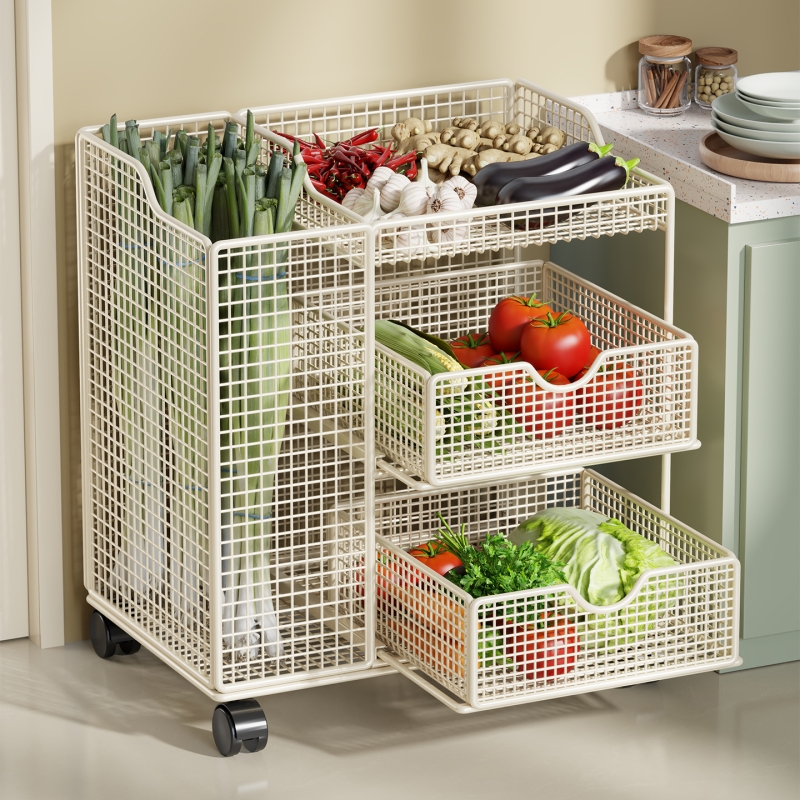 推车置物架厨房落地多层菜篮子