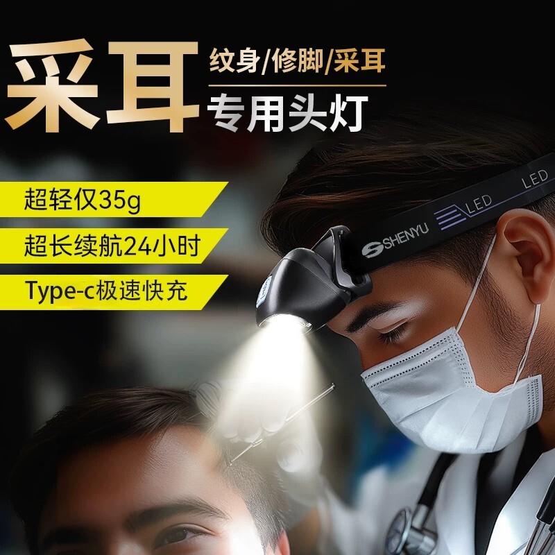 采耳专用头灯充电式|千人加购图片