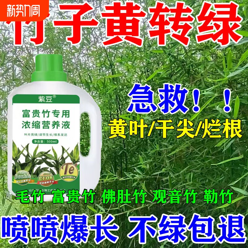 竹子专用肥料急救叶子发黄干尖掉叶黄叶病竹子促芽生根专用营养液