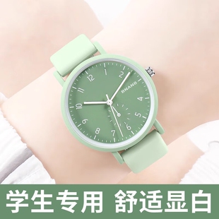 学生考试手表ins风简约高中生初中石英女夜光指针式静音考场防水