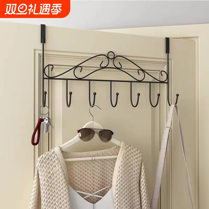 北欧风门后挂钩免打孔无痕挂衣架卧室门背后置物衣帽架卫生间挂架