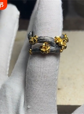 桃花戒指复古创意个性简约百搭国风文化高级感小众男女款指环刻字