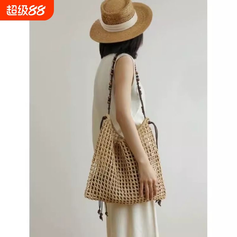 夏季度假风草编手工编织托特包草镂空包女单肩手提大包大容量斜挎