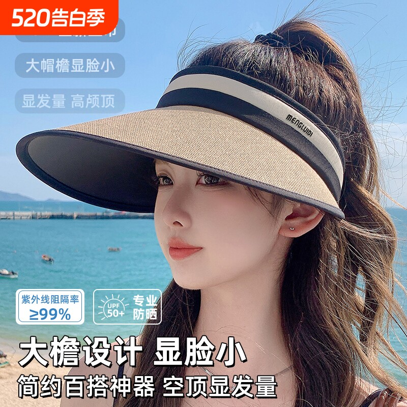女款遮阳草帽大帽檐2025新款防晒帽子夏季防紫外线空顶太阳帽骑车