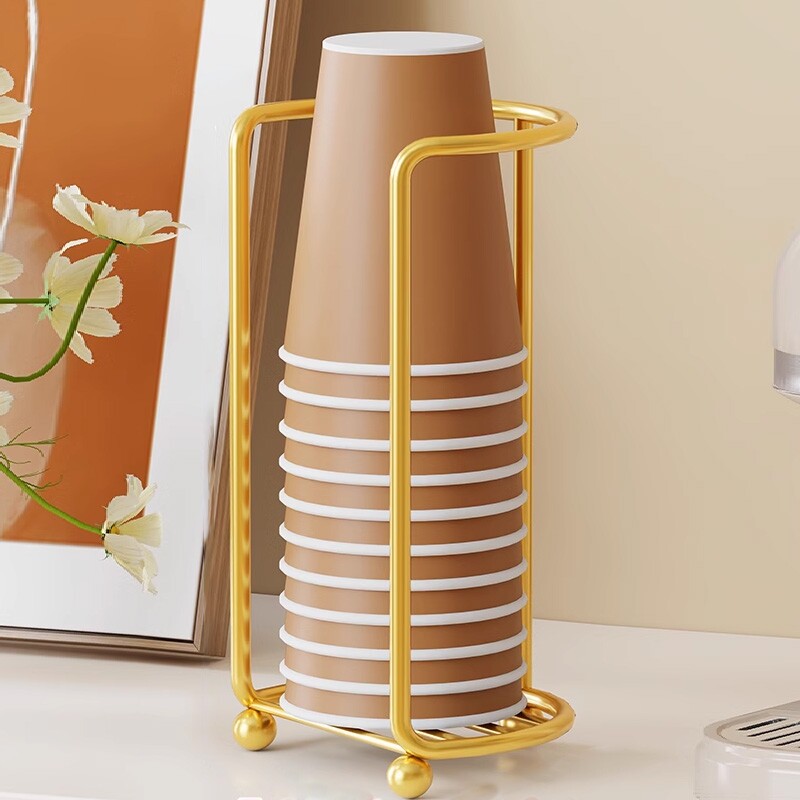 轻奢风一次性杯子纸杯架取杯器桌面咖啡茶杯倒挂家用饮水机旁杯架