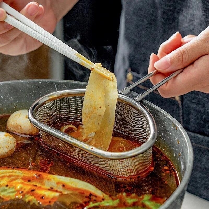 火锅专用漏勺带挂钩过滤网不锈钢牛肉筛肉滤勺漏勺麻辣烫筛肉神器