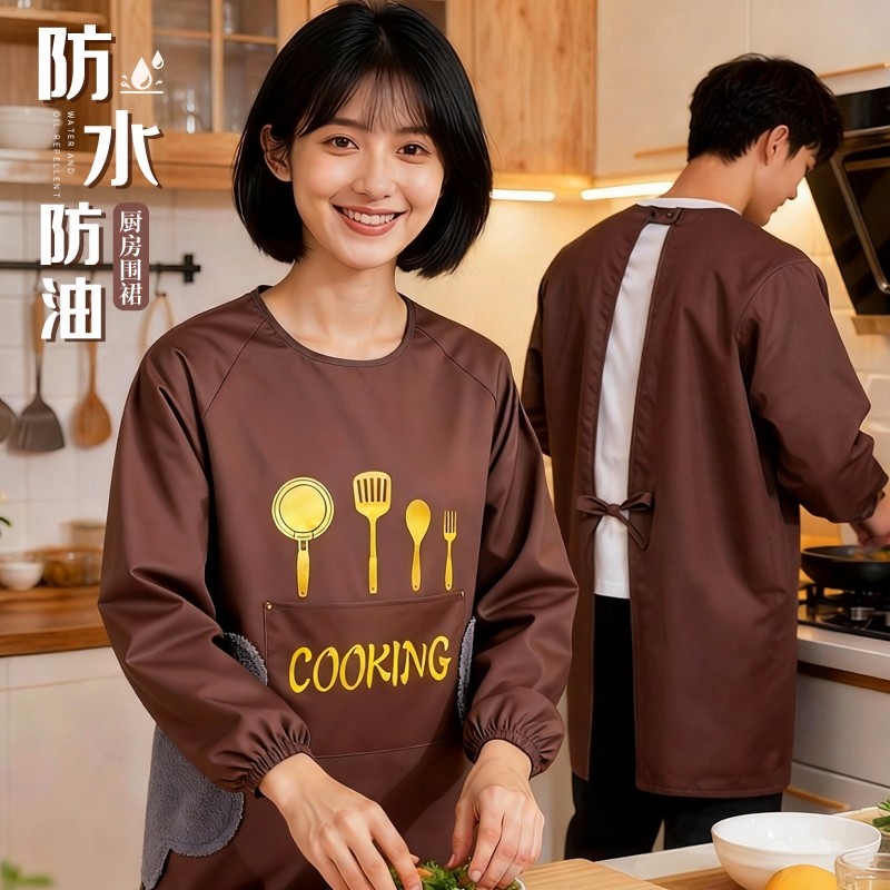 防水围裙厨房专用罩衣2025新款高级感餐饮工作服女防油反穿衣男士