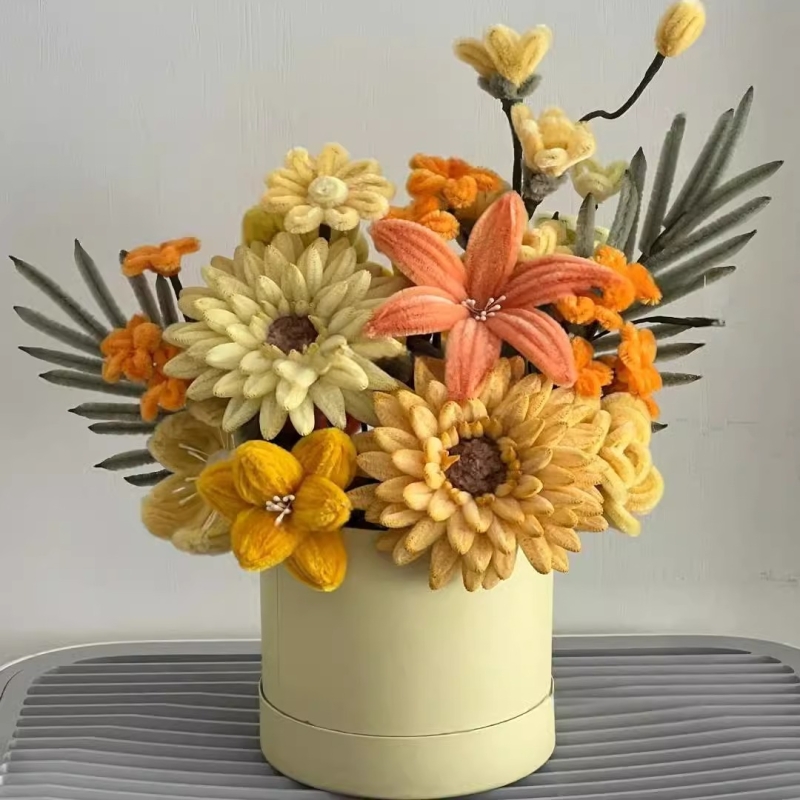 扭扭棒diy手工材料包自制抱抱桶向日葵马卡龙花束成品送朋友闺蜜