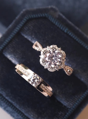 情侣一对仿真扭臂钻戒对戒活口可调节婚礼仪式用戒指求婚结婚道具