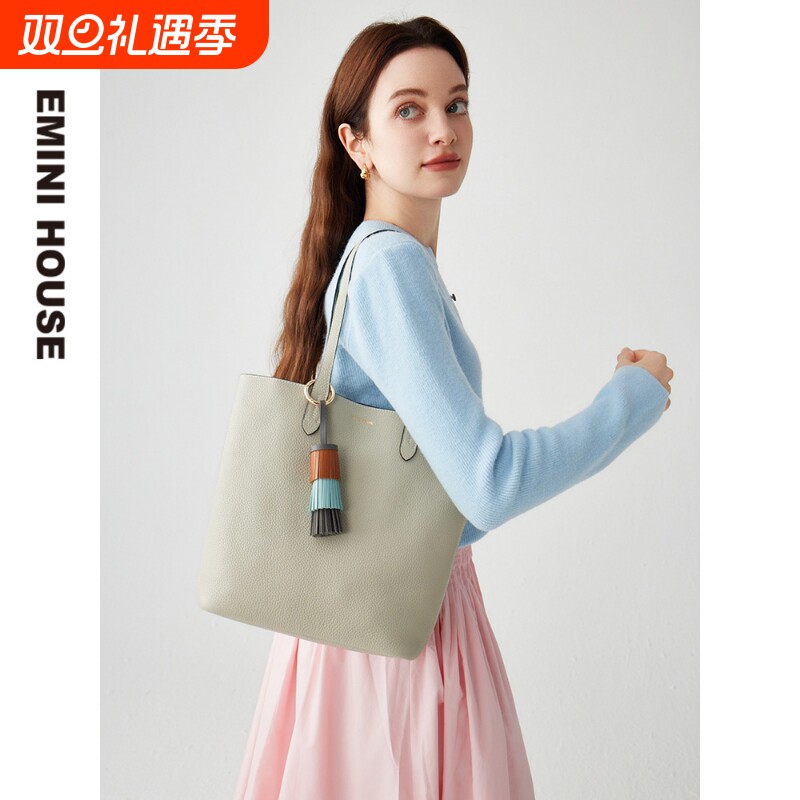 伊米妮极简托特包慵懒风头层TOGO牛皮单肩包大容量竖款女教师包包