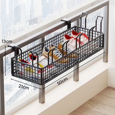 鞋架悬挂式护栏杆晒鞋架家用阳台多功能鞋子晾晒架铁艺窗台沥水架