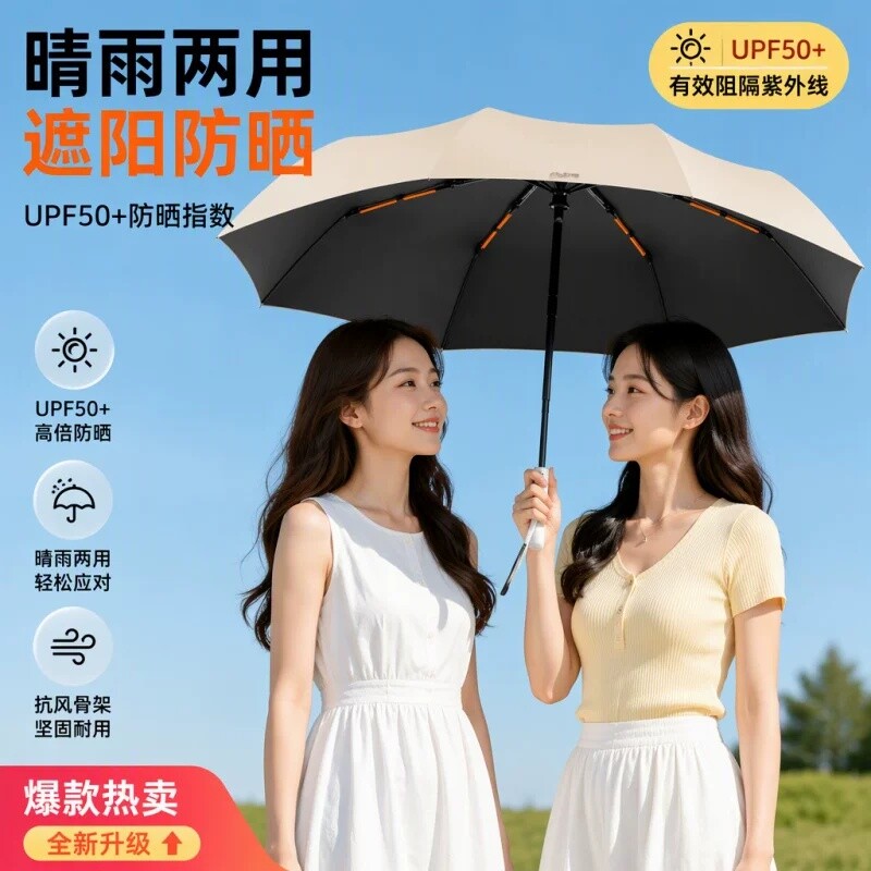 天堂伞全自动黑科技双龙骨雨伞遮阳伞晴雨两用折叠防晒商务太阳伞
