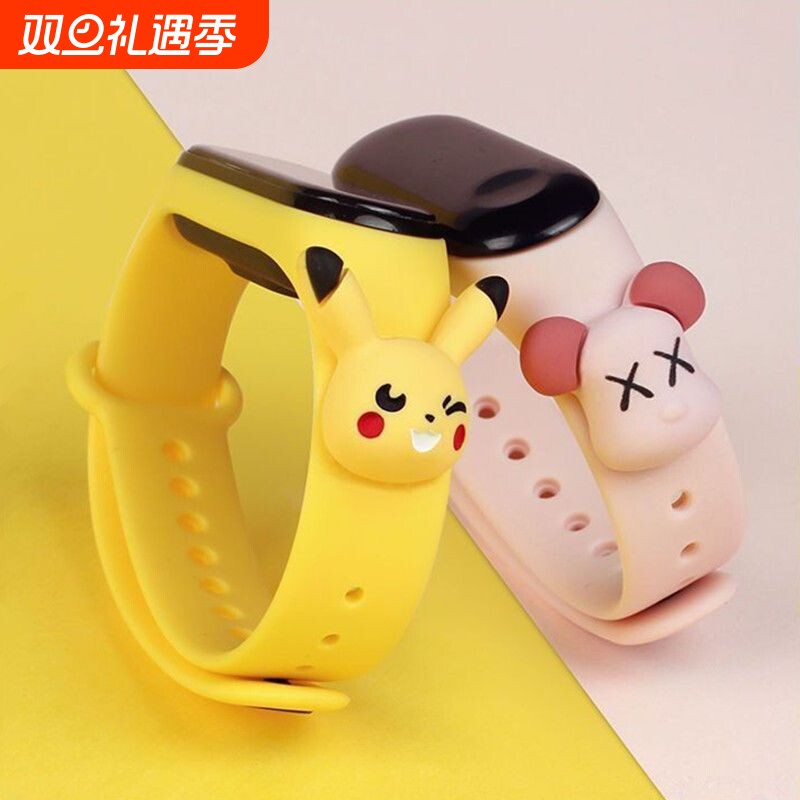 【自定义图片】韩版学生公仔智能手表男女运动计步器闹钟充电手环