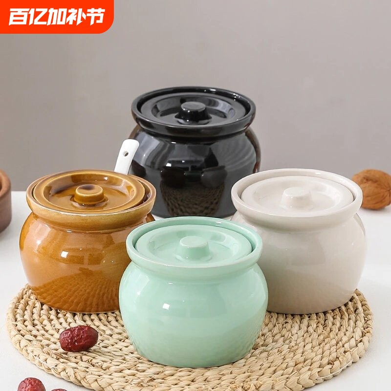 瓦罐煨汤炖盅家用商用隔水炖一人蒸蛋带盖炖罐沙县小吃陶瓷煲汤⑥
