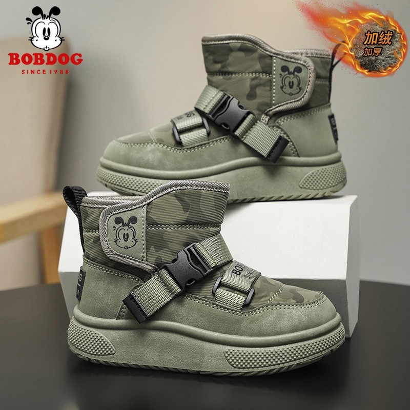 巴布豆儿童雪地靴冬季加绒保暖儿童大棉鞋2025新款女童加厚棉靴子