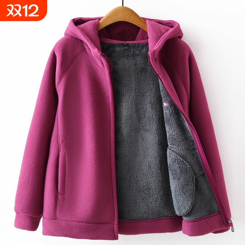 中老年加绒卫衣秋冬款加厚