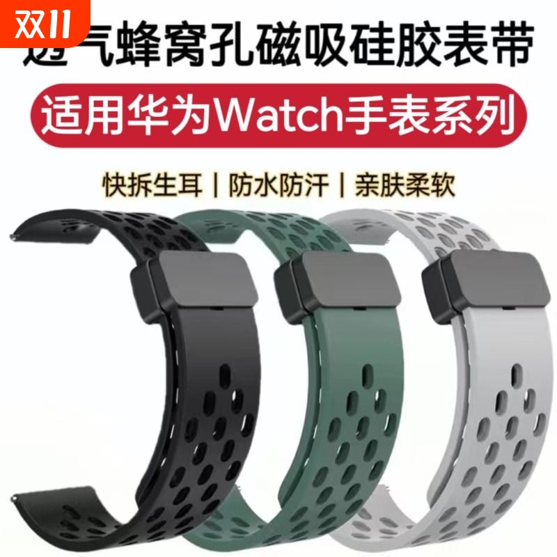 磁吸运动透气蜂窝孔硅胶表带