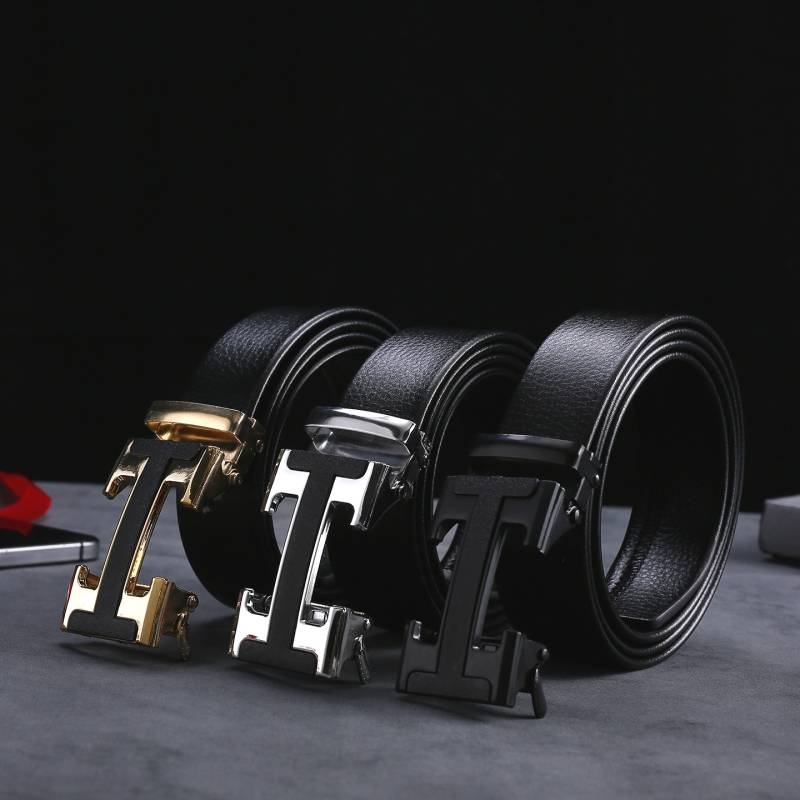 爱马男仕皮带男士自动扣质感年轻人纯真皮百搭休闲潮流皮革裤腰带
