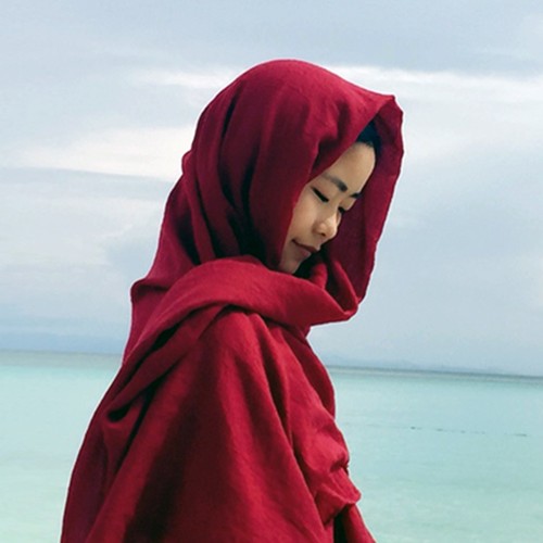 敦煌沙漠披肩女青海茶卡盐湖长款民族风纱巾超大西北棉麻丝巾围巾