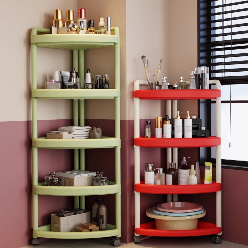 浴室置物架落地多层三角架移动夹缝收纳神器厕所转角卫生间储物架