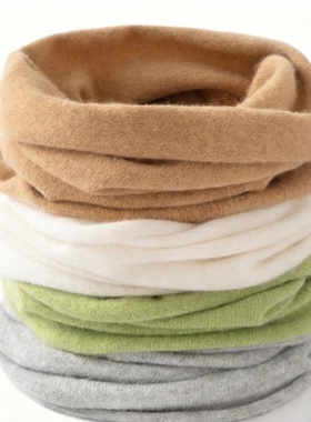 围巾100%纯山羊绒脖套男女针织围脖保暖假领子灰色红色薄款驼色