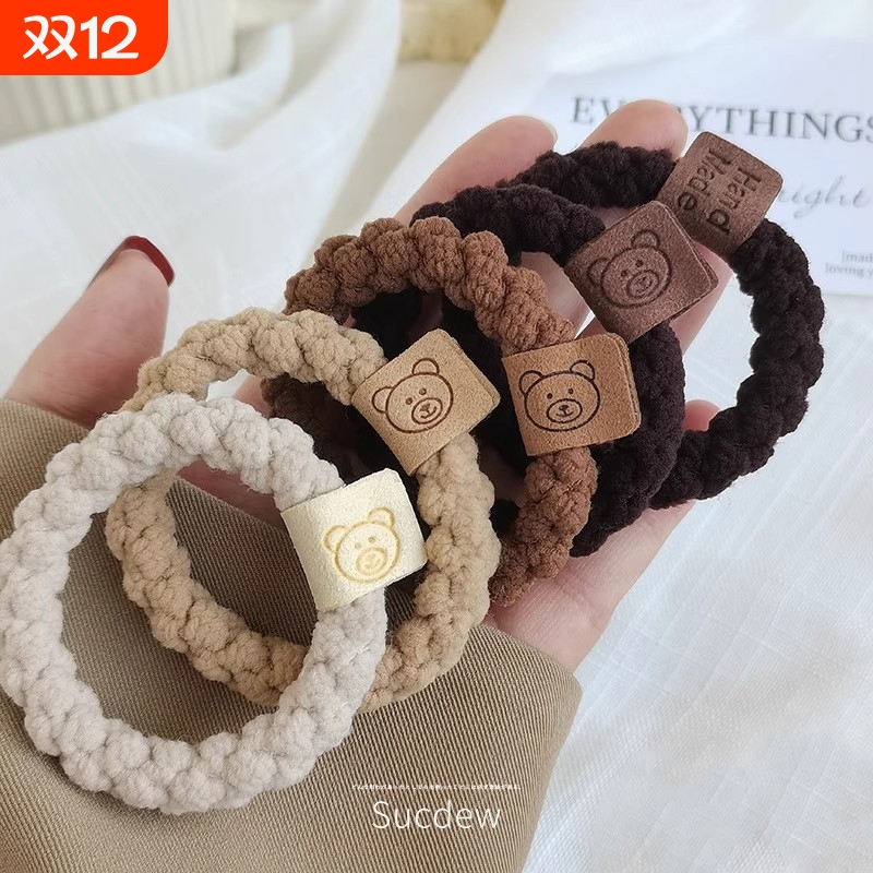 时尚可爱小熊皮筋女扎头发绳头饰秋冬毛绒发圈高弹力耐用头绳发饰
