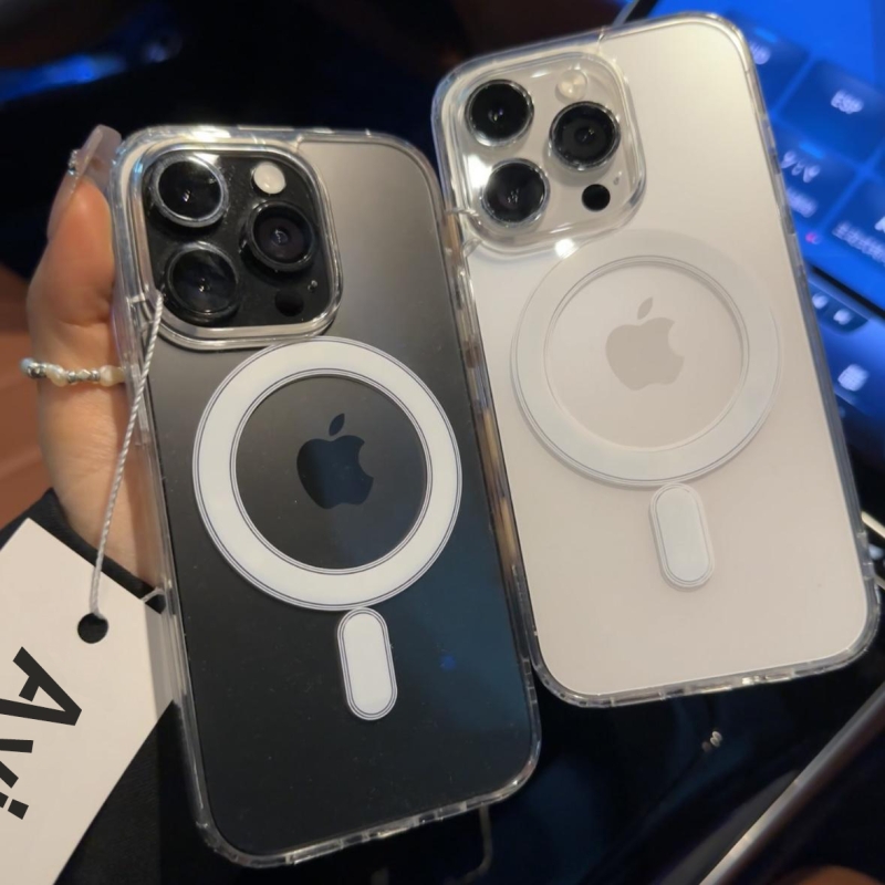 magsafe透明磁吸适用苹果15promax手机壳iPhone13pro新款超薄磨砂黑边14plus防摔11高级感12硅胶x硬壳16e全包