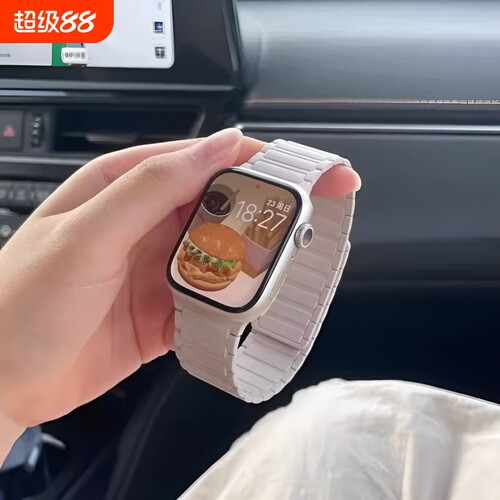 苹果手表表带张倩仪同款冰冰鸭适用S10S9iwatch11applewatch8磁吸硅胶腕带Ultra女款SE运动男S7高级新款夏季
