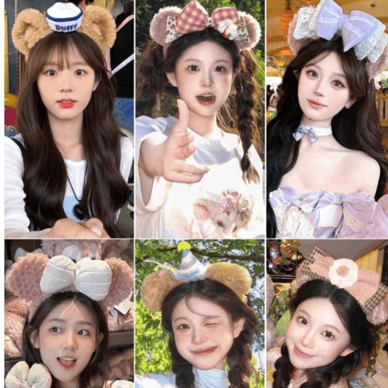 迪士尼毛绒发箍女2025年新款游乐园拍照发卡可爱甜美头箍洗脸头饰