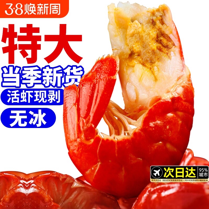 龙虾尾特大号无冰衣鲜活小龙虾冷冻生鲜新鲜虾球鲜冻批发商用整箱