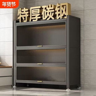 家用钢制书架靠墙可移动防尘书柜置物架客厅展示柜儿童储物柜碳钢