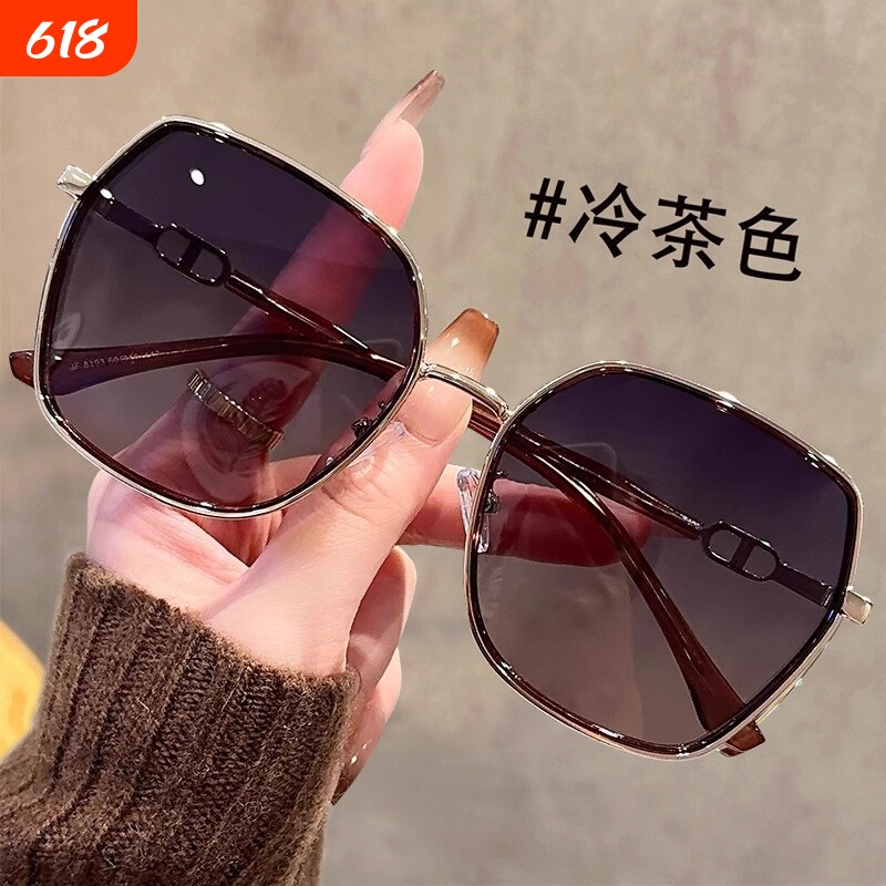 2025女款大框偏光墨镜新款适合方圆脸闪粉设计太阳镜防晒防紫外线