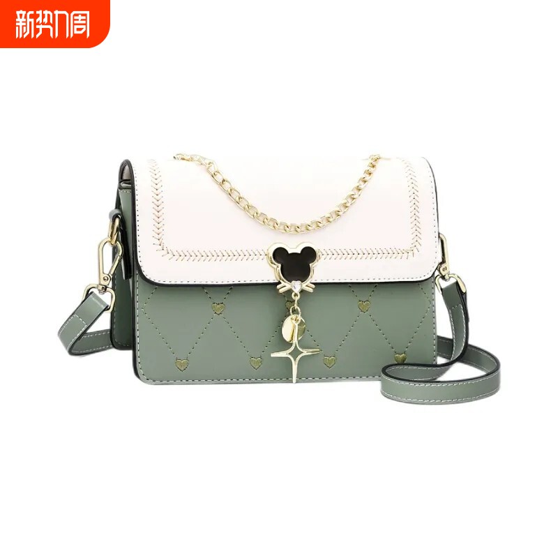 真皮包包女2026新款拼色女包高级感时尚斜挎包撞色简约单肩包