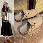 勃肯鞋女冬季2025新款时尚百搭包头半拖鞋女夏外穿平底博肯鞋休闲