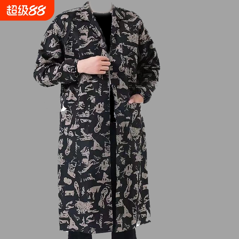 罩衣男款工作服薄款外套干活厨房夏季女男士大褂防尘围裙加绒迷彩