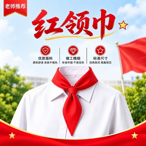 小学生标准红领巾通用纯棉儿童