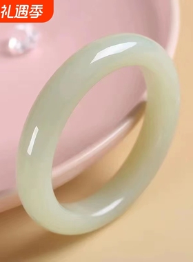 全网爆款平替仿新疆和田玉青白晴水冰种手镯子叮当镯细圆条透女