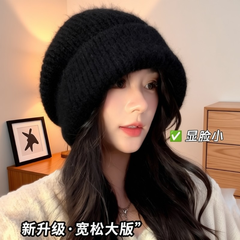 ins针织帽子女款2025新款秋冬款加厚保暖毛线帽大头围显脸小冷帽,服饰配件/皮带/帽子/围巾,帽子,淘宝优惠券,粉丝福利购,淘宝优惠卷