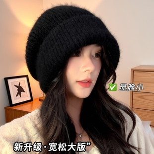 ins针织帽子女款冷帽2025新款秋冬款加厚保暖毛线帽大头围显脸小