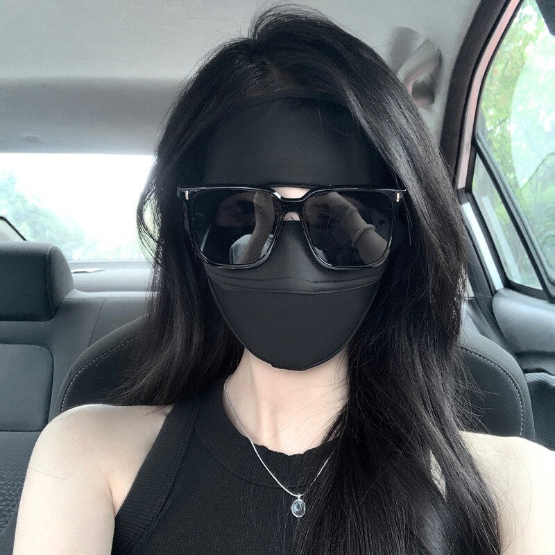 黑色防晒面罩女款夏季薄全脸防紫外线脸基尼遮阳透气开车冰丝口罩