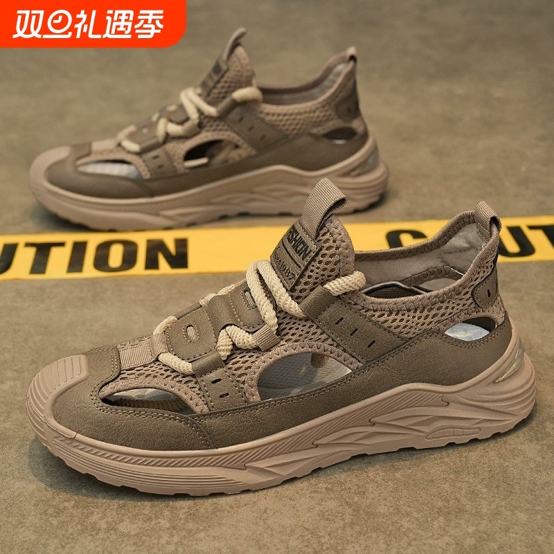 凉鞋男款夏季镂空涉水透气防臭全包洞洞鞋男士防滑外穿运动沙滩鞋