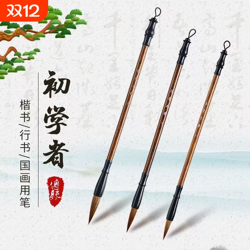 毛笔套装初学者纯狼毫兼毫羊毫成人入门大中小楷书法国画楷隶书行书专用文房四宝不掉毛小学生练习培训班专用