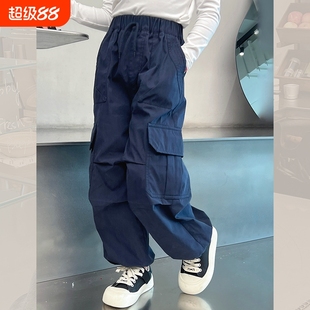 大童裝 兒童寬松休閑褲 褲 小女孩褲 子2025春秋新款 長褲 女童洋氣工裝