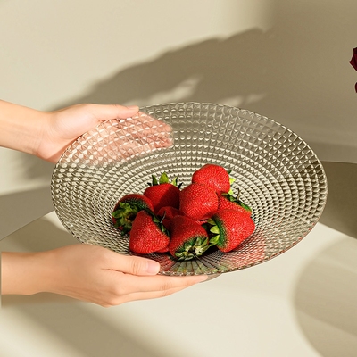 水果盘客厅茶几家用前台糖果托盘坚果干果零食摆放盘子透明大容量