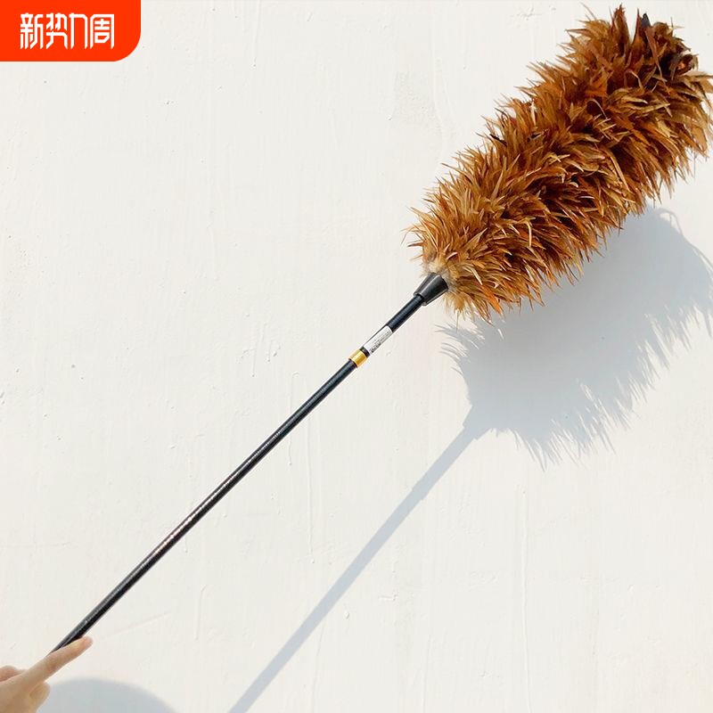 纯手工除尘撢加长可伸缩家用扫灰清洁除尘掸不掉毛无异味鸡毛撢子