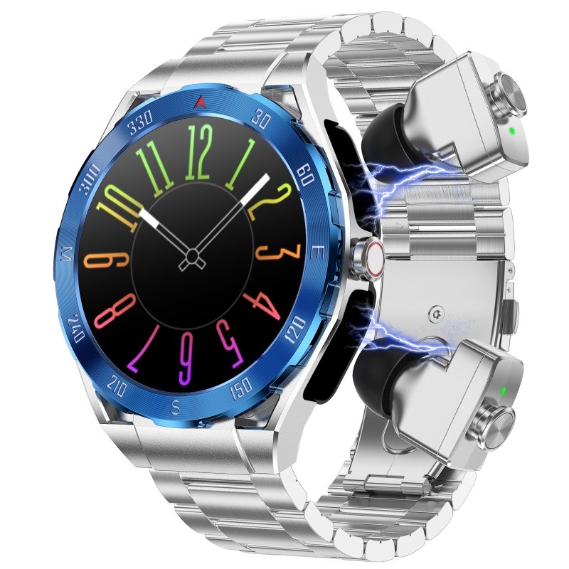 新款双耳可通话智能手表蓝牙耳机二合一多功能运动计步手环非凡睡眠语