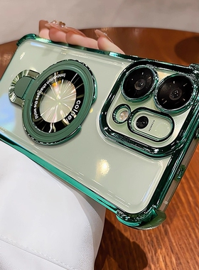 适用opporeno15pro手机壳新款reno15磁吸支架OPPO气囊防摔reno14镜头12全包reno13透明11高级感10硅胶9外壳