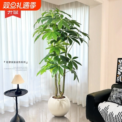 仿真绿植发财树室内大型落地电视柜旁轻奢装饰品仿生假树盆栽摆件