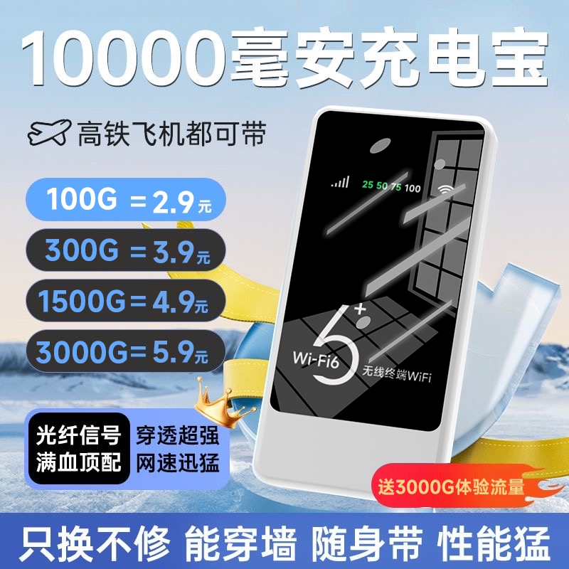 随身wifi二合一充电宝2025新款无线wifi免插卡无线网络移动wifi6便携式4G车载路由器全网通纯流量热点上网宝